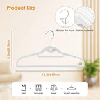 20 Pack Velvet Slim Non-Slip White Hangers - Space Saving Clothes Hangers with 360° Swivel Hook for Heavy Duty Adult Clothes - Image 3