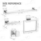 TQKAG Brushed Nickel Bathroom Hardware Accessories Set 10 Pieces, 23.6" SUS304 Stainless Steel Towel Bar Set Wall Mounted Includes Single Towel Bar, Towel Ring, Toilet Paper Holder, Double Towel Hooks - Image 6