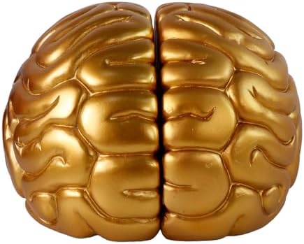 Brain Bookends Office Decorative Bookends for Shelves Heavy Bookends Book Stoppers Book Holders for Desk Decoration (Gold) - Image 2