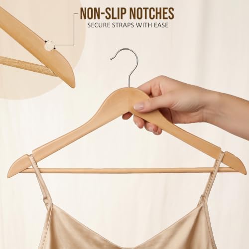 Utopia Home Wooden Hangers 80 Pack – Slim Suit Hangers Natural - Image 3