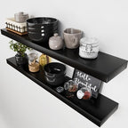 Solid Wood Floating Shelves for Wall 36 Inches Long, Black Wooden Shelf by BAOBABWORKSHOP