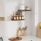16 in Floating Shelves for Wall, Walnut Wooden Shelves Set of 2 - Image 2