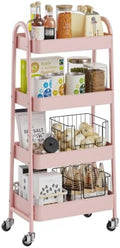 OLIXIS Metal 4 Tiers Rolling Storage Utility Cart with Lockable Wheels by OLIXIS