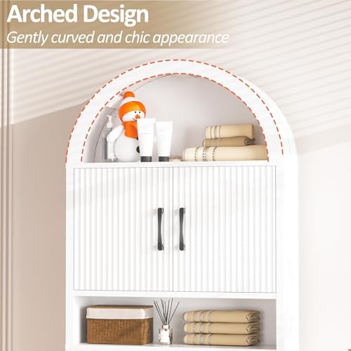 Spurgehom Arch Over The Toilet Storage Cabinet,Bathroom Organizer, White - Image 5