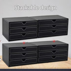 PU Leather Desk Organizer with 3 Drawers,Executive Office Supplies Desktop Filing A4 File Cabinet/Holder for Jewelry/Bill/Paper/Documents/Makeup Home Decor Stationery Storage Box,Black - Image 6