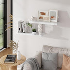24 in Floating Shelves for Wall, 9.3in Deep White Shelves Set of 2 - Image 2