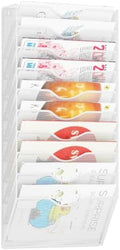 10 Pockets Hanging Wall File Organizer Mail Holder, Wall Mounted Paper Document Folder Holder, Clipboard Storage Organization Magazine Rack, White by GDINDINFAN