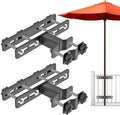 Dolibest Heavy Duty Patio Umbrella Holder - Steel Outdoor Umbrella Mount, Fully Welded for Stability, Adjustable Fit for Various Umbrella Sizes, Wide Railing Compatibility, Space-Saving Design, 2 Pack by Dolibest