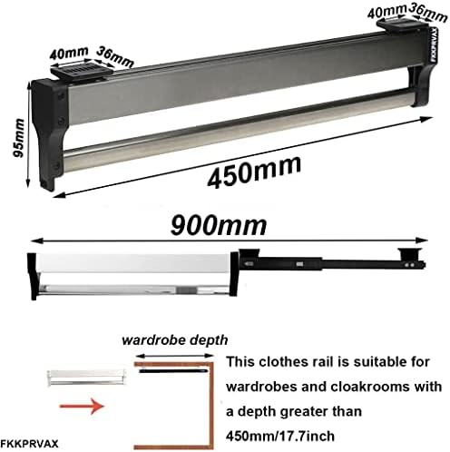 Closet Clothes Hanger Rail,Pull-Out Closet Rod 30-60cm,Wardrobe Clothing Rail,Closet Organizer Rack for Pants and Coat (450MM/17.7INCH) - Image 2