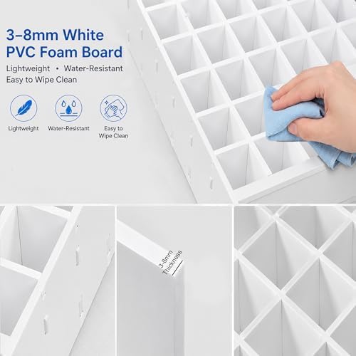 DTTXYSD 100-Grid Paint Organizer, White PVC Wall Mountable Stackable Rack for 2 oz Bottles, Acrylic Paint and Marker Holder - Includes 16 Screws & 1 Screwdriver - Image 4