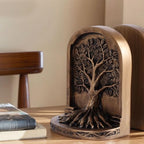 Vintage Bronze Finish Tree of Life Bookends Set, 2 Non-Skid Heavy Bookends for Shelves or Bookcase, Decorative Bookends for Desktop Shelf Decor, Library Office Decor, Home Décor Gift - Image 6