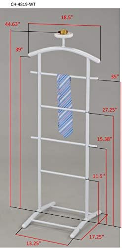 KB Designs - Suit & Tie Freestanding Valet Stand Clothing Organizer Rack, White - Image 4