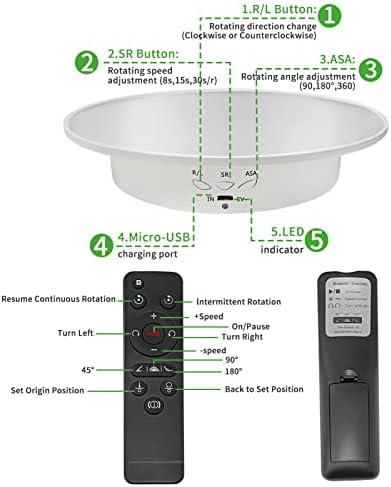 Motorized Rotating Display Stand, Mirror Covered 360 Degree Turntable Display Stand for Photography Products and Shows, Max Load 18Lb/ 7.87 inch Video Show, Battery/USB Power Supply (Remote - Image 3