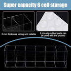2 Pack Acrylic Pencil Holder 6 Compartments Clear Pen Organizer - Image 3