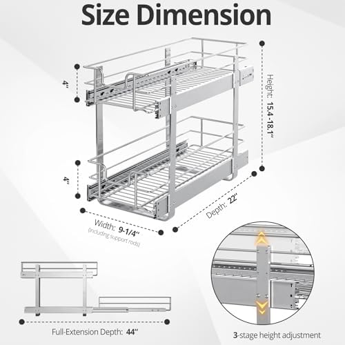 Pull Out Cabinet Organizer,9¼'' Slide Out Kitchen Organizers and Storage - Image 4