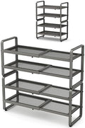 SNTD Expandable Metal Shoe Rack for Closet, Entryway & Garage, 4-Tier, Grey by SNTD