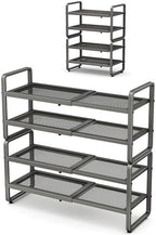 SNTD Expandable Metal Shoe Rack for Closet, Entryway & Garage, 4-Tier, Grey by SNTD