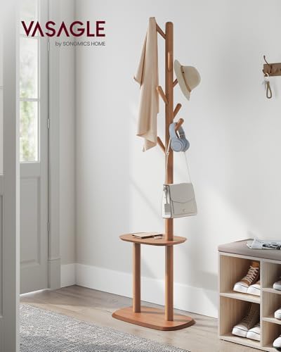 VASAGLE Coat Rack Freestanding, 8 Hooks, Storage Shelf, 67.2 Inch Tall - Image 2