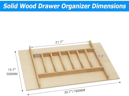 WelFurGeer Premium Wooden Silverware Organizer for Kitchen Drawers, Utensil Tray for Kitchen Drawer, Cutlery Drawer Organizer for Forks, Spoons, Knives - Sturdy Birchwood, Natural Finish - Image 5