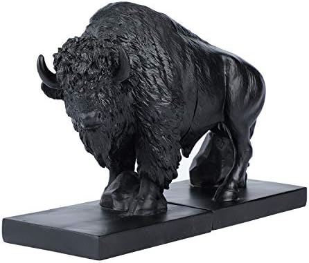 Set of 2 Polyresin Buffalo Bookend,Art bookend, Homedecor for Kids, Office Decor (Black) by Unknown