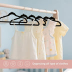 ManGotree 14 Inch Kids Velvet Hangers Felt Children's Hangers 66 Pack Black - Image 2