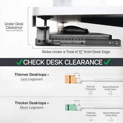 VIVO Black Clamp-on 27 x 11 in Keyboard Tray & Pencil Drawer, MOUNT-KB05-4D - Image 6