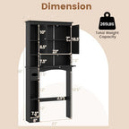 GIANTEX Over The Toilet Storage Cabinet, 31.5''W Freestanding Space Saver with Doors, Adjustable Shelf & Toilet Paper Holder, Over Toilet Bathroom Organizer for Laundry, Restroom, Black - Image 2
