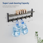 Tatub 29" Rustic Coat Rack Wall Mount with Shelf, Entryway Wall Hooks with Shelf, Coat Hangers for Bathroom, Living Room, Bedroom, Dark Grey - Image 7