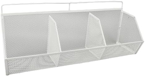 3 Grid Wall Mount Storage Basket Wall Mounted Wire Mesh Organizer Mounted Storage Bin No Drill Strong Adhesive Holds 11 lbs Each Basket for Kitchen Bathroom Laundry Room (White) - Image 4