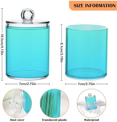 4 Pack Qtip Holder Dispenser with Lids,Green Gradient 3 Storage Containers,Bathroom Canisters Organizer for Cotton Ball,Cotton Swab,Cotton Round Pads,Floss 21214688 - Image 2