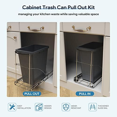 Tanamu Pull Out Trash Can Under Cabinet，Under Sink Slide Out Garbage for Kitchen，Requires 13" W X 18" D Minimum Cabinets，Not Included Can，Chrome Adjustable for 7-10 Gal Can - Image 4