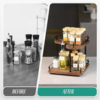 2 Tier Wooden Spice Rack Organizer, 360° Rotating Lazy Susan, 11.8 Inch Large Capacity Countertop Spice Shelf, Adjustable Height, Pine Wood, for Kitchen Bathroom Cosmetic Storage gift set - Image 5
