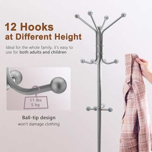 Hoctieon Coat Rack Freestanding, Coat Tree with Umbrella Holder - Image 4