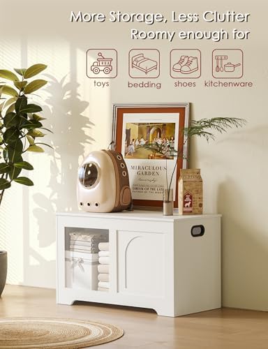 DINZI LVJ Storage Chest, Wooden Toy Box, White 31.5" L - Image 6