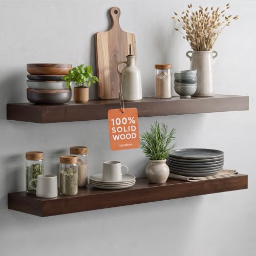 Homeforia 30 Inch Floating Shelves, High-End Solid Pine Wood, Set of 2 by Homeforia