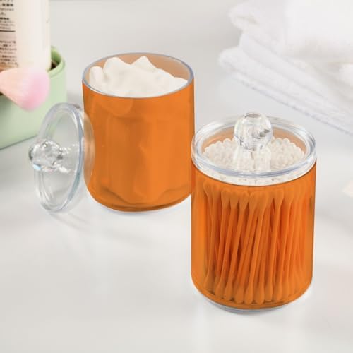4 Pack Qtip Holder Dispenser with Lids,Orange Storage Containers,Bathroom Canisters Organizer for Cotton Ball,Cotton Swab,Cotton Round Pads,Floss 21214718 - Image 4