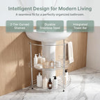 2027 New Pedestal Sink Organizer, 2-Tier Freestanding Stainless Steel Rack - Image 5