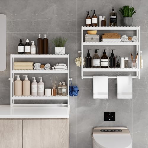 RRX Bathroom Shelf Storage Organizer, Shelf 3-Tier Adjustable Layer, White - Image 5
