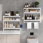 RRX Bathroom Shelf Storage Organizer, Shelf 3-Tier Adjustable Layer, White - Image 5