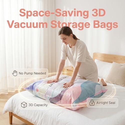 5 Pieces No Pump Vacuum Storage Bags, 2026 New No-Pump 3D Vacuum Storage Bags, Large Vacuum Storage Compression Bags for Clothes, Blankets, Bedding, Comforters (5, Multicolor, M + L) - Image 2