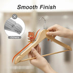 HOUSE DAY Slim Wooden Hangers 30 Pack, Solid Wood Hanger with Non Slip Shoulder Notches & Pant Bar, Smooth Finish Wood Clothes Hangers for Shirts, Suits, Jackets, Natural - Image 5