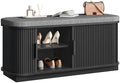 CHOEZON 39.4" Fluted Shoe Storage Bench with Cushion and Sliding Door by Choezon