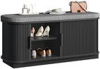 CHOEZON 39.4" Fluted Shoe Storage Bench with Cushion and Sliding Door by Choezon