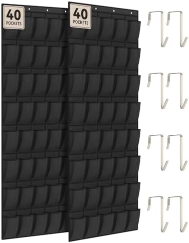 dodowin Over Door Shoe Organizers, 2 Pack, 40 Pockets Each, Black by dodowin