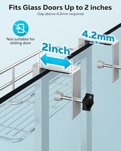 Nieifi Over The Door Shower Caddy, Stainless Steel, Adjustable for Bathroom - Image 4