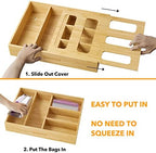 SpaceAid Bag Storage Organizer for Kitchen Drawer, Bamboo Organizer, Compatible with Gallon, Quart, Sandwich and Snack Variety Size Bag (1 Box 5 Slots) - Image 5