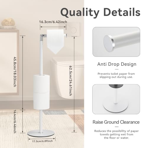 Black 3-Roll Tissue Holder, Weighted Base, Swivel Arm & Tray White - Image 3