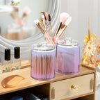 4 Pack Qtip Holder Dispenser with Lids,Blue Pink Gradient Storage Containers,Bathroom Canisters Organizer for Cotton Ball,Cotton Swab,Cotton Round Pads,Floss 21214685 - Image 5