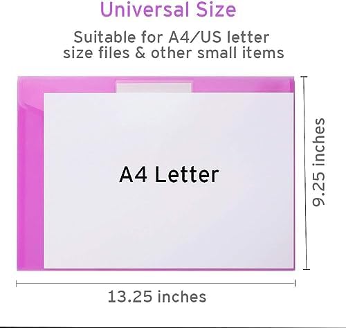 Sooez 48 Pack Folders Plastic Envelopes, Clear Plastic File Folder for Document, Letter A4 Size Poly File Envelopes with Label Pocket, Snap Button for Home Work Office Organizer, 8 Assorted Colors - Image 6