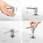 KIBI Kitchen Sink Soap Dispenser | 8.5 oz Countertop Refillable Bottle | Easy Top Refill Pump | Durable Brass Build with Rust-Resistant Finish | Perfect for Kitchen, Bar, Laundry (Brushed Nickel) - Image 4